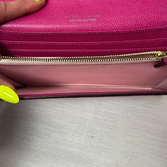 Y2K vintage Victoria's Secret Pink Clutch / Leather Long Wallet Gold Hardware - Picture 4 of 11